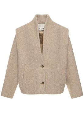 Isabel Marant: Drogo buttoned wool blend jacket - Beige - women_0 | Luisa Via Roma