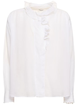Marant Etoile: Pamias褶饰棉质衬衫 - 白色 - women_0 | Luisa Via Roma