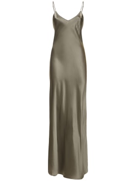 Nili Lotan: Silk maxi cami long dress - Admiral Green - women_0 | Luisa Via Roma