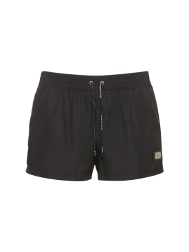 Dolce&Gabbana: Drawstring swim shorts - Black - men_0 | Luisa Via Roma