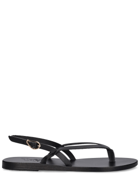 Ancient Greek Sandals: 5mm Synthesis leather flat sandals - Black - women_0 | Luisa Via Roma