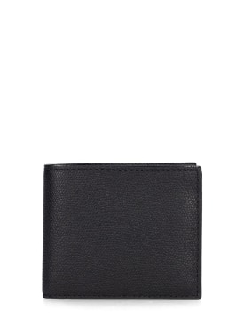 Valextra: 6cc leather bifold wallet - Black - men_0 | Luisa Via Roma