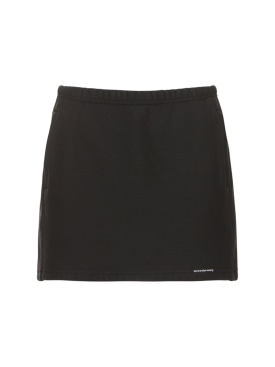 Alexander Wang: Cotton mini skirt w/ elasticated band - Black - women_0 | Luisa Via Roma