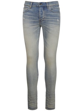 Amiri: 15cm Stack cotton denim jeans - Blue - men_0 | Luisa Via Roma