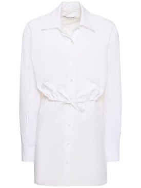 Alexander Wang: Double layered self-tie shirt mini dress - White - women_0 | Luisa Via Roma