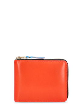 Comme des Garçons Wallet: Super fluo leather zip-around wallet - Orange - men_0 | Luisa Via Roma