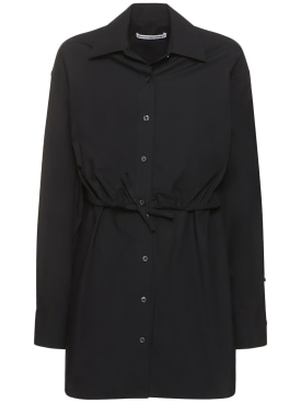 Alexander Wang: Double layered self-tie shirt mini dress - Black - women_0 | Luisa Via Roma