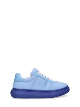 Marni Junior: Leather & cotton lace-up sneakers - Blue - kids-boys_0 | Luisa Via Roma