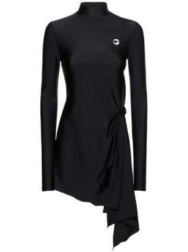 Coperni: High neck draped mini dress - Black - women_0 | Luisa Via Roma