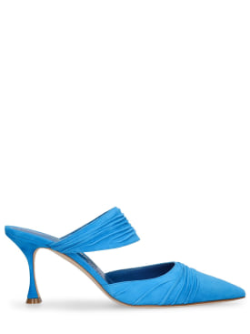 Manolo Blahnik: 70毫米Circeamu麂皮穆勒鞋 - 蓝色 - women_0 | Luisa Via Roma