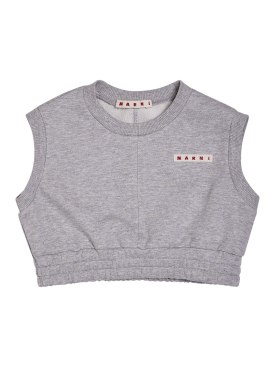 Marni Junior: Ärmelloses Sweatshirt aus Baumwolle mit Logo - Grau - kids-girls_0 | Luisa Via Roma