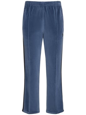 Needles: Pantaloni in velour con logo - Smoke Blue - men_0 | Luisa Via Roma
