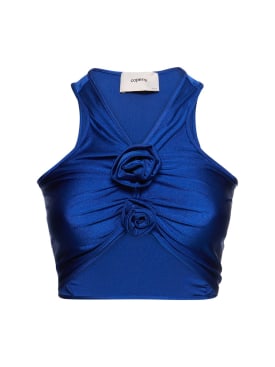 Coperni: Flower jersey top - Blue - women_0 | Luisa Via Roma