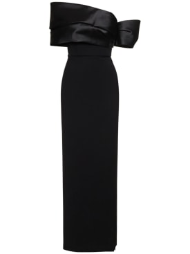 Solace London: Alexis satin & crepe long dress - Black - women_0 | Luisa Via Roma