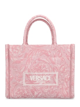 Versace: Kleine Tote aus Jacquard „Barocco“ - Blasses Pink - women_0 | Luisa Via Roma