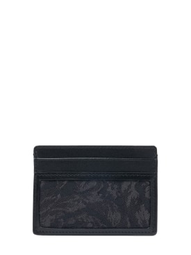 Versace: Jacquard & leather card holder - 2bm0e-black+bla - men_0 | Luisa Via Roma