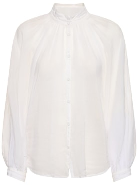 Forte_forte: 棉&真丝薄纱波西米亚风衬衫 - 白色 - women_0 | Luisa Via Roma