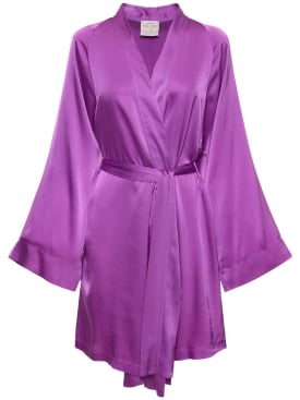 Forte_forte: 弹力丝缎和服式夹克 - 紫色 - women_0 | Luisa Via Roma
