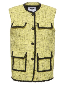 MSGM: Cotton vest w/pockets - Yellow/Black - women_0 | Luisa Via Roma