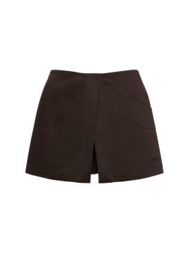 MSGM: Stretch cotton shorts - Brown - women_0 | Luisa Via Roma