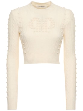 Philosophy Di Lorenzo Serafini: Merino blend wool cropped sweater - White - women_0 | Luisa Via Roma