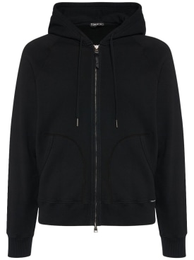 Tom Ford: Vintage garment zip hoodie - Black - men_0 | Luisa Via Roma