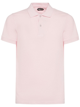 Tom Ford: Tennis cotton piquet polo - Powder Pink - men_0 | Luisa Via Roma