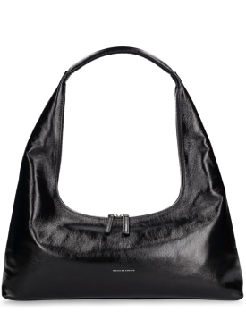 Marge Sherwood: Grand sac porté épaule hobo en cuir - Black Glossy Pl - women_0 | Luisa Via Roma