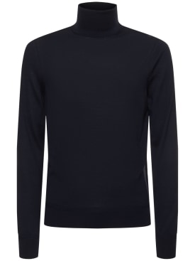 Tom Ford: Fine gauge wool roll neck sweater - Blue - men_0 | Luisa Via Roma