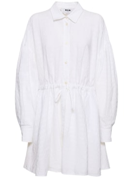 MSGM: Mini-robe en coton - Blanc - women_0 | Luisa Via Roma