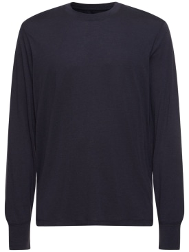 Tom Ford: T-Shirt aus Lyocell und Baumwolle mit Druck - Dunkelblau - men_0 | Luisa Via Roma