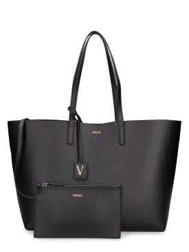 Versace: Leather tote bag - Black - women_0 | Luisa Via Roma