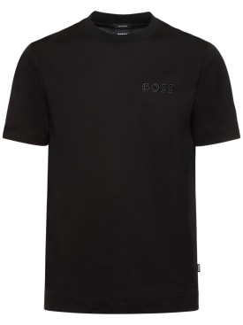 Boss: T-shirt en coton Tiburt 423 - Noir - men_0 | Luisa Via Roma