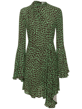 MSGM: Printed viscose mini dress - Green/Multi - women_0 | Luisa Via Roma