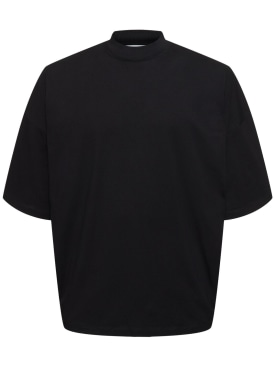 Jil Sander: Boxy版型棉质平纹针织T恤 - 黑色 - men_0 | Luisa Via Roma