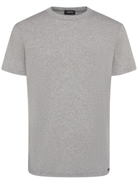 Tom Ford: T-shirt à col ras-du-cou en jersey de coton - Gris - men_0 | Luisa Via Roma