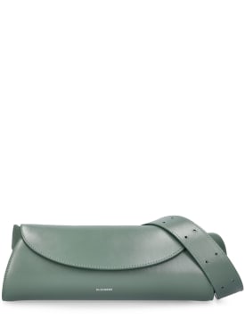 Jil Sander: Small Cannolo leather shoulder bag - Seaweed - women_0 | Luisa Via Roma