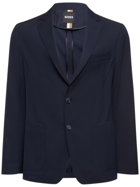 Boss: C-Hanry tech blend wool blazer - Dark Blue - men_0 | Luisa Via Roma