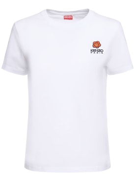 Kenzo Paris: T-shirt en coton Boke Crest - Blanc - women_0 | Luisa Via Roma