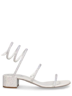 René Caovilla: 35毫米装饰绸缎凉鞋 - 白色 - women_0 | Luisa Via Roma