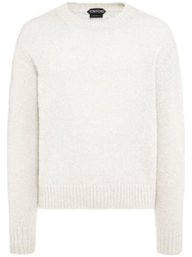 Tom Ford: Alpaca blend crewneck sweater - White - men_0 | Luisa Via Roma