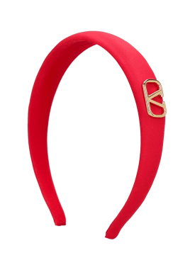 Valentino Garavani: V logo silk headband - Red/Gold - women_0 | Luisa Via Roma