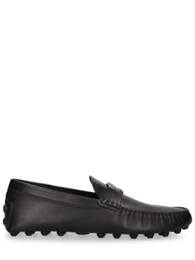 Tod's: T Gommino leather loafers - Black - men_0 | Luisa Via Roma