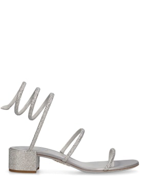 René Caovilla: 35mm Embellished satin sandals - Grey - women_0 | Luisa Via Roma
