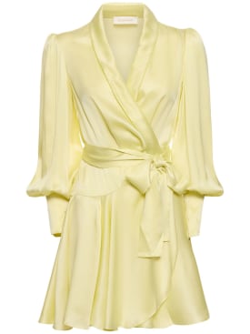 Zimmermann: Silk mini wrap dress - Lemon - women_0 | Luisa Via Roma