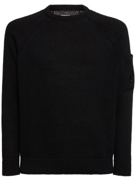 C.P. Company: Suéter de punto de algodón - Negro - men_0 | Luisa Via Roma