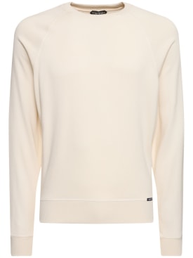 Tom Ford: Viscose blend crew sweatshirt - Ivory - men_0 | Luisa Via Roma