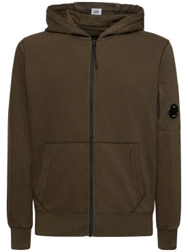 C.P. Company: Light fleece zipped hoodie - Yeşil - men_0 | Luisa Via Roma