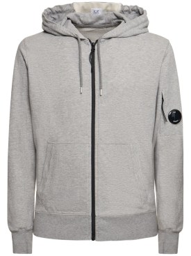 C.P. Company: Light fleece zipped hoodie - Heather Grey - men_0 | Luisa Via Roma