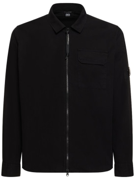 C.P. Company: Gabardine zipped shirt - Black - men_0 | Luisa Via Roma